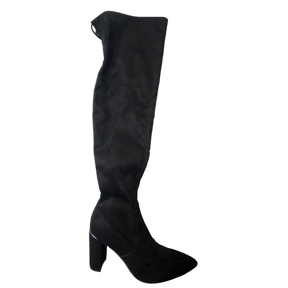 Marc Fisher Point toe Block Heel Tall Vany Suede Boots Black 6.5 - Picture 14 of 14